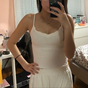 White ribbed top shop tank